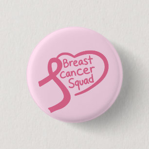Breast Cancer Squad Pink Awareness Ribbon Heart 3 Cm Round Badge