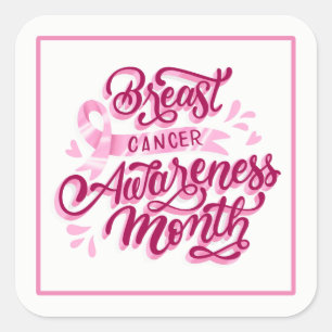Breast Cancer Stickers-Pink Ribbon Square Sticker
