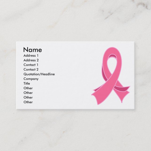 Breast Cancer Stylish Ribbon Business Card (Front)