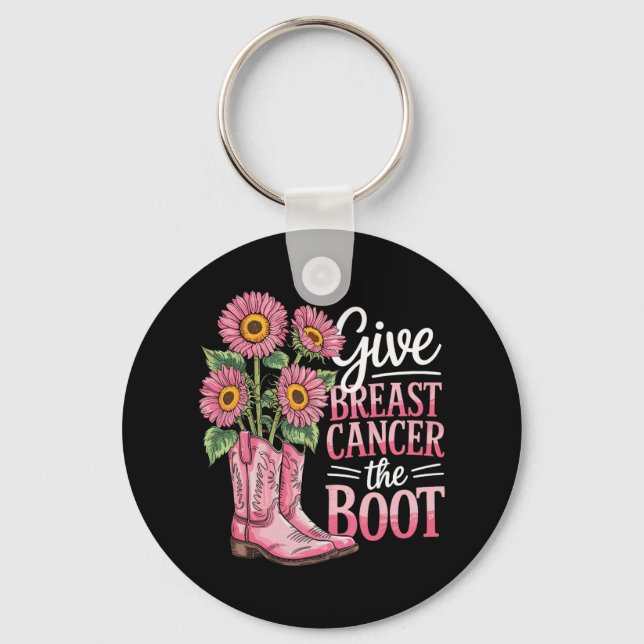 Breast Cancer Support Boot Funny  Key Ring (Front)