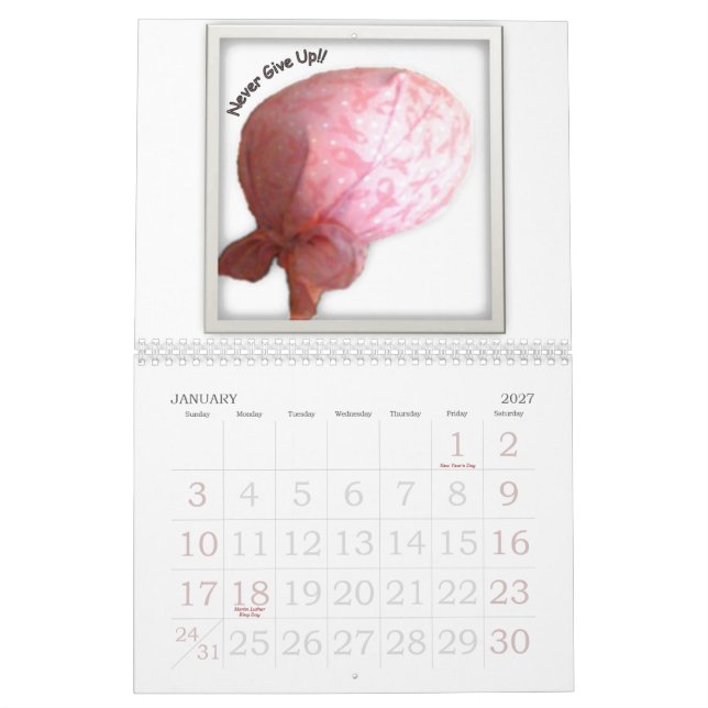 Breast Cancer Support Calendar (Jan 2027)