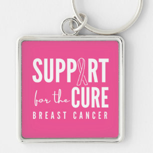 breast cancer support cure pink Keychain