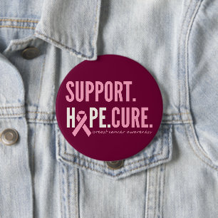 breast cancer support hope cure Button