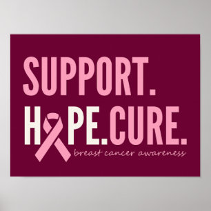 breast cancer support hope cure Poster Prints Sign