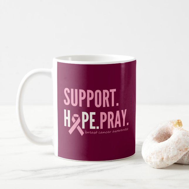 breast cancer support hope pray Mug (With Donut)