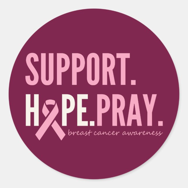 breast cancer support hope pray Stickers Labels (Front)