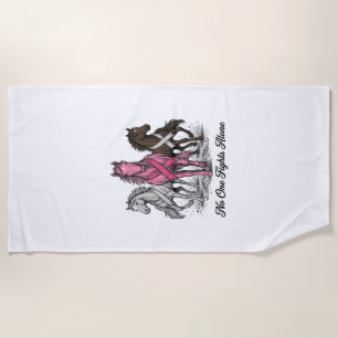 Breast Cancer Support Horse Vector Shirt Design_1 Beach Towel