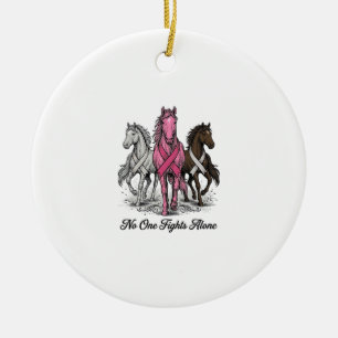 Breast Cancer Support Horse Vector Shirt Design_1 Ceramic Tree Decoration