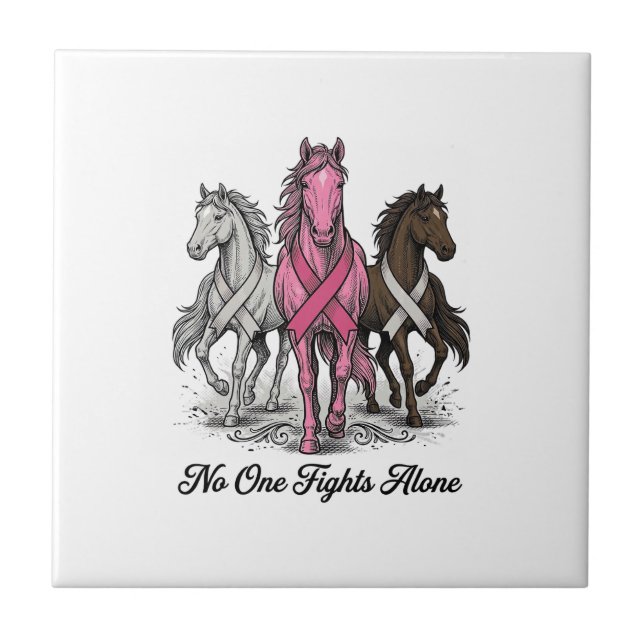 Breast Cancer Support Horse Vector Shirt Design_1 Tile (Front)