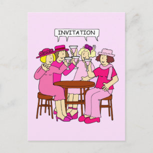 Breast Cancer Support Ladies in Pink Invitation Postcard