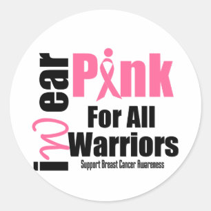 Breast Cancer Support Pink Ribbon All Warriors Classic Round Sticker