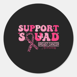 Breast Cancer Support Squad Butterfly Pink Month F Classic Round Sticker