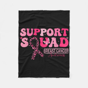 Breast Cancer Support Squad Butterfly Pink Month F Fleece Blanket