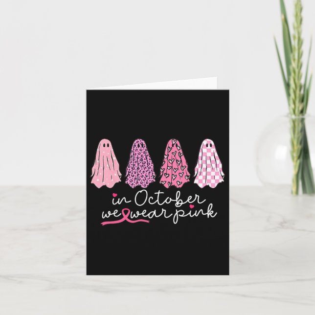 Breast Cancer Support Squad Ghost Halloween  Card (Front)