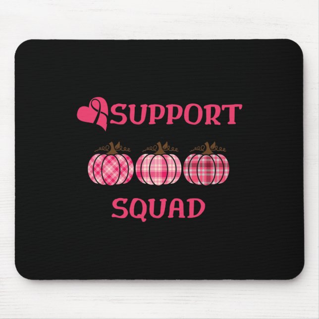 Breast Cancer Support Squad - Pink Plaid Pumpkins  Mouse Mat (Front)