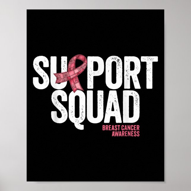 Breast Cancer Support Squad Pink Ribbon Patchwork  Poster (Front)