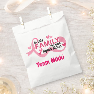 Breast Cancer Support Team Pink Ribbon Personalise Favour Bags