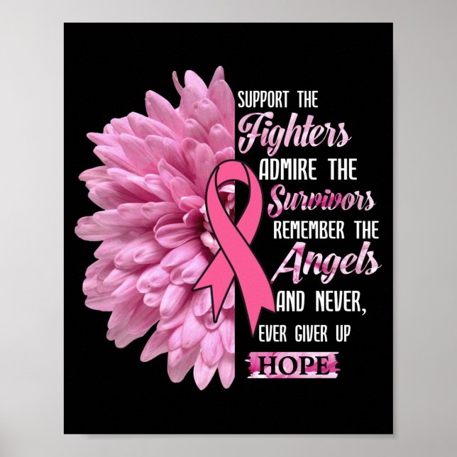 Breast Cancer Support The Fighters Gift For Her Poster (Front)