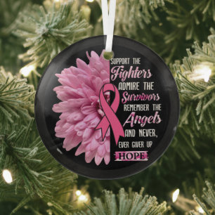 Breast Cancer Support The Fighters Gift For Her T- Glass Tree Decoration