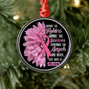 Breast Cancer Support The Fighters Gift For Her T- Metal Tree Decoration