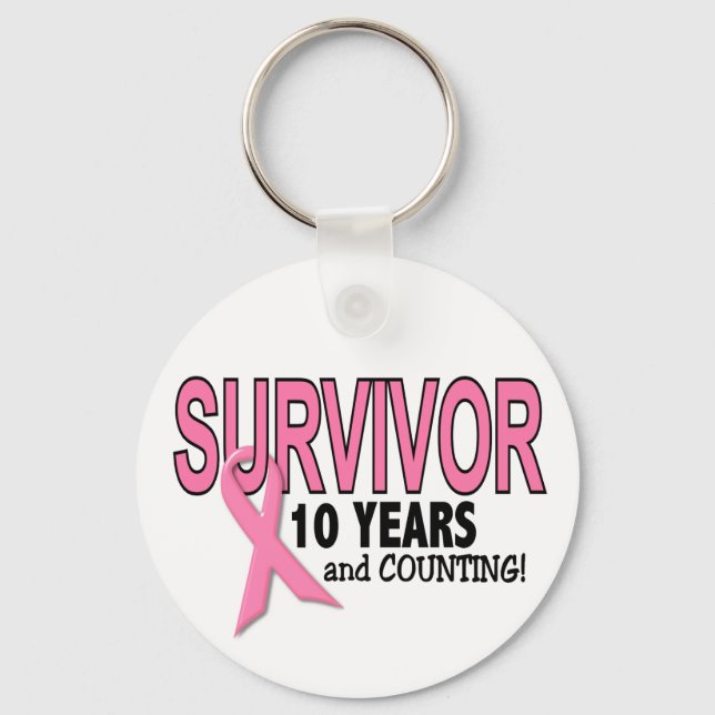 BREAST CANCER SURVIVOR 10 Years & Counting Key Ring (Front)
