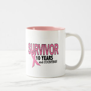 BREAST CANCER SURVIVOR 10 Years & Counting Two-Tone Coffee Mug