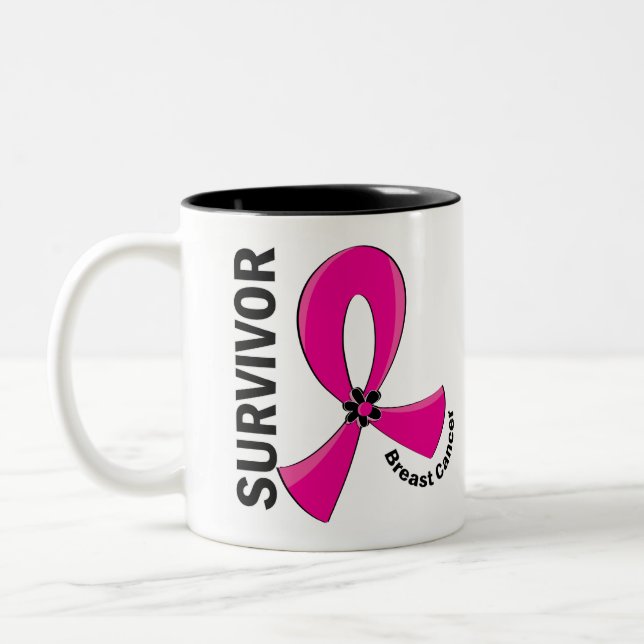 Breast Cancer Survivor 12 Two-Tone Coffee Mug (Left)
