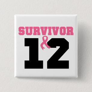 Breast Cancer Survivor 12 Years 15 Cm Square Badge