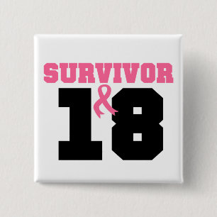 Breast Cancer Survivor 18 Years 15 Cm Square Badge