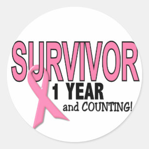 BREAST CANCER SURVIVOR 1 Year & Counting Classic Round Sticker