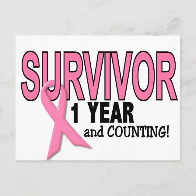 BREAST CANCER SURVIVOR 1 Year & Counting Postcard (Front)