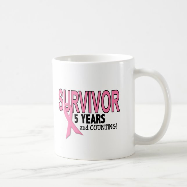 BREAST CANCER SURVIVOR 5 Years & Counting Coffee Mug (Right)