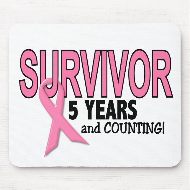 BREAST CANCER SURVIVOR 5 Years & Counting Mouse Mat (Front)