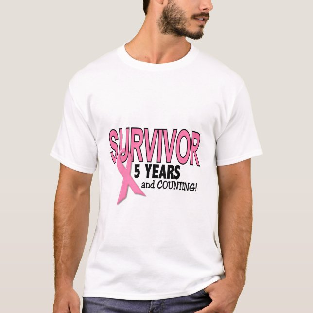 BREAST CANCER SURVIVOR 5 Years & Counting T-Shirt (Front)