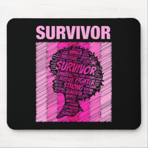 Breast Cancer Survivor African American Woman Pink Mouse Mat