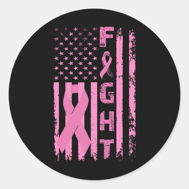 Breast Cancer Survivor American Flag Awareness  Classic Round Sticker (Front)