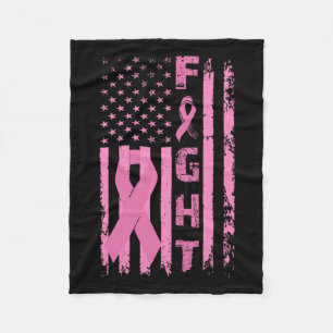Breast Cancer Survivor American Flag Awareness Fleece Blanket