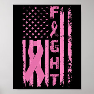 Breast Cancer Survivor American Flag Awareness Poster