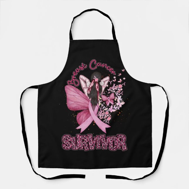 Breast Cancer Survivor Awareness Pink Ribbon Butte Apron (Front)