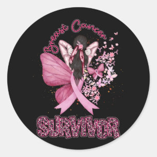 Breast Cancer Survivor Awareness Pink Ribbon Butte Classic Round Sticker