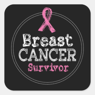 Breast Cancer Survivor Awareness Ribbon Square Sticker