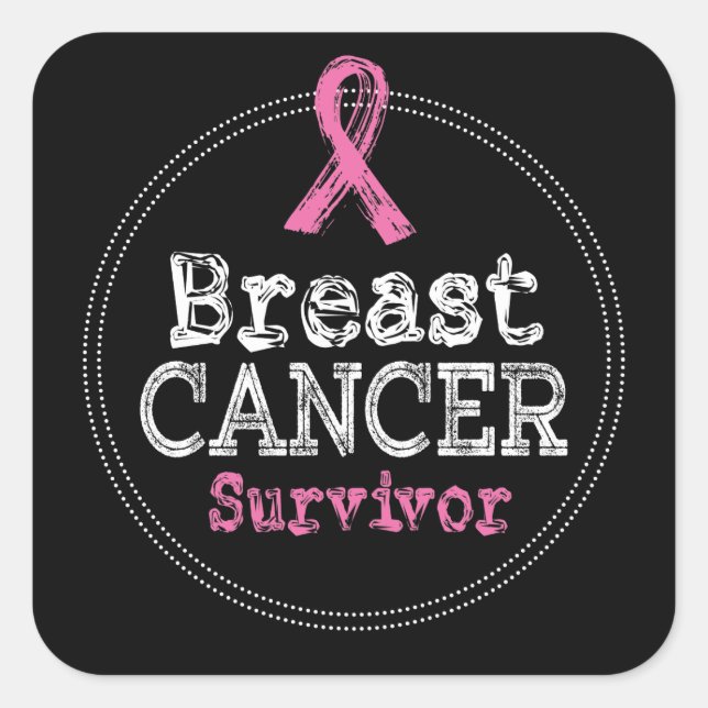 Breast Cancer Survivor Awareness Ribbon Square Sticker (Front)