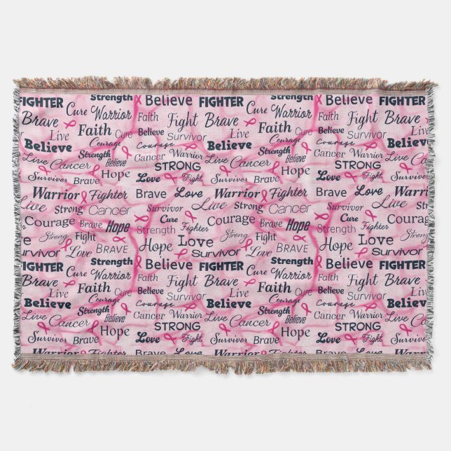Breast Cancer Survivor Awareness Throw Blanket (Front)
