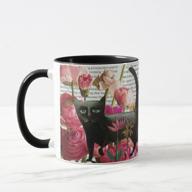 Breast Cancer Survivor Black Cat Healing Sleep Mug (Left)