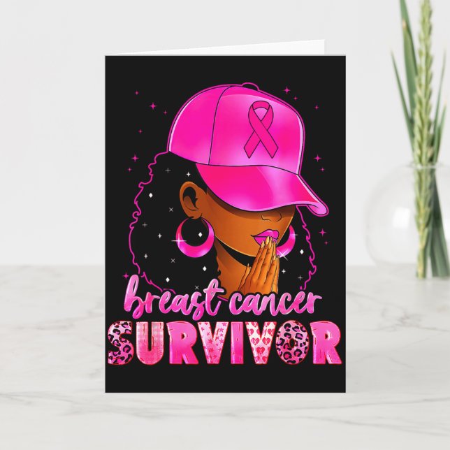 Breast Cancer Survivor Black Women Afro African Ch Card (Front)