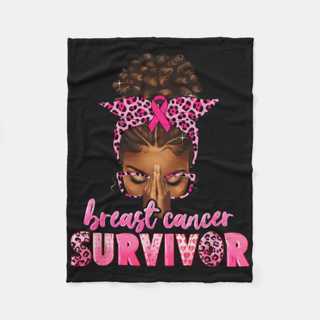 Breast Cancer Survivor Black Women Afro African Ch Fleece Blanket (Front)