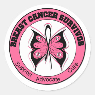 Breast Cancer Survivor Butterfly Classic Round Sticker