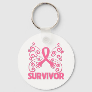 Breast Cancer Survivor Butterfly Key Ring