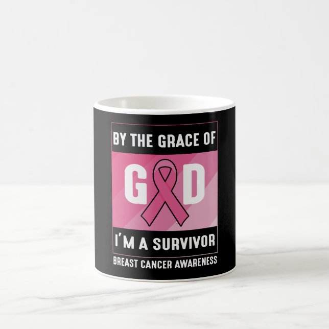 Breast Cancer Survivor By God’s Grace Christian Coffee Mug (Center)