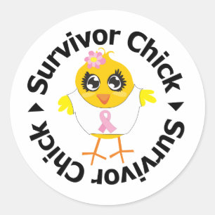 Breast Cancer Survivor Chick Classic Round Sticker